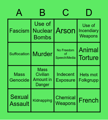 HE IS A CRIMES Bingo Card