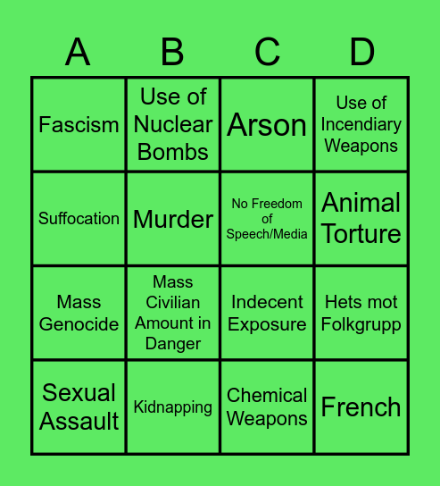 HE IS A CRIMES Bingo Card