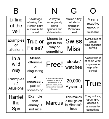 Basketball Book BINGO Card