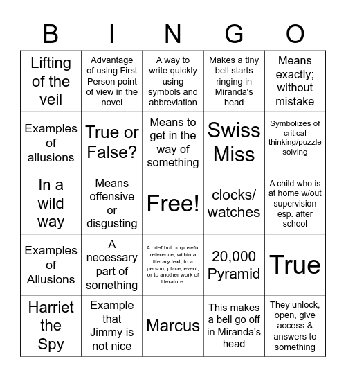 Basketball Book BINGO Card