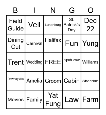 Quinn & Perry Carnival Bingo Card