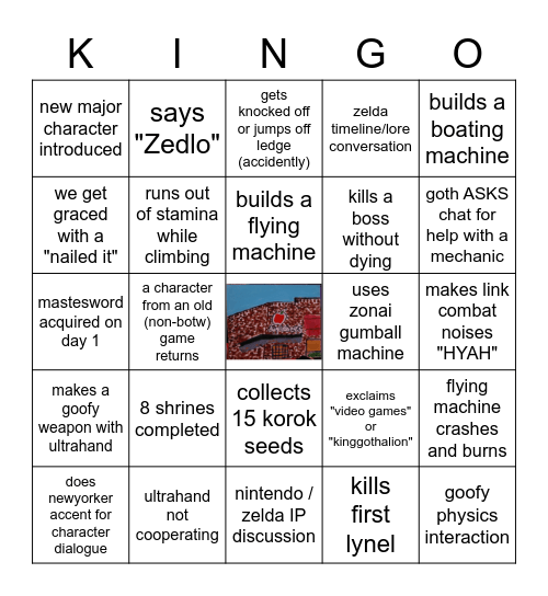 Tears of the Kingdom "Kingo" by ColsonMiller Bingo Card