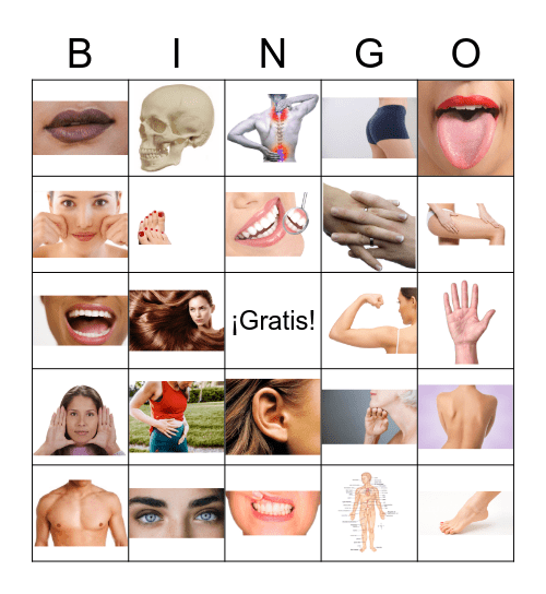 Las partes del cuerpo Bingo Card