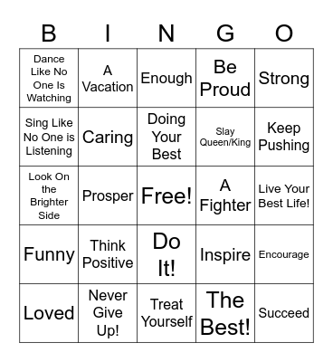 You Are/You Need/You can Bingo Card