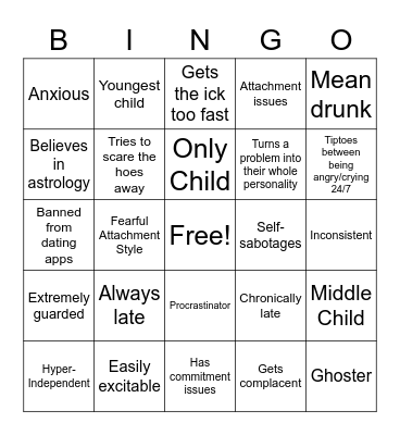 What's Your Red Flag? Bingo Card
