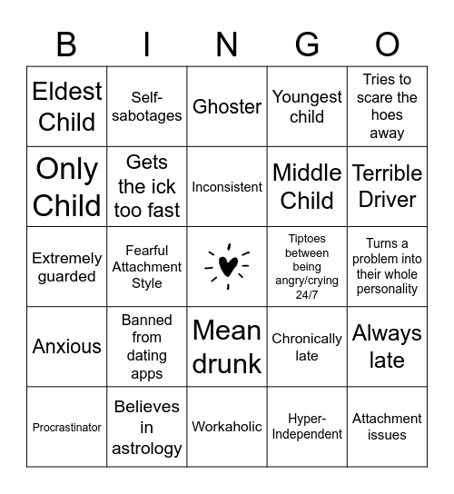 What's Your Red Flag? Bingo Card