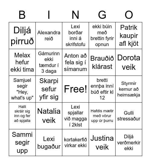 Bónus Bingó Bingo Card