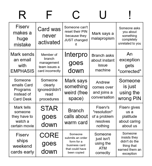 Card Programs Bingo Card