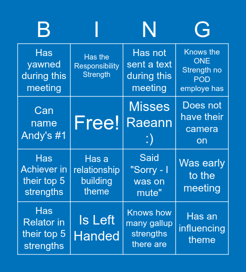 Gallup Bingo 6/27 Bingo Card