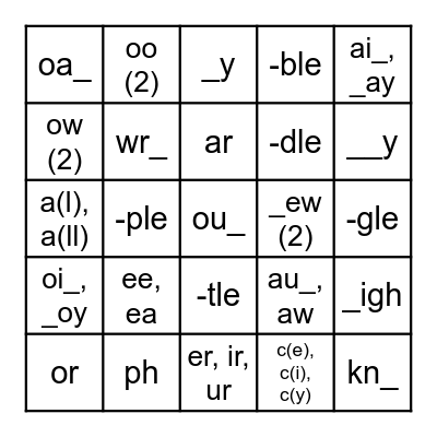 Plus Sounds #31-55 Bingo Card