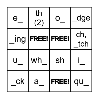 Extension Sounds R#1-15 Bingo Card