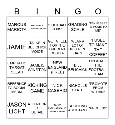 J-ROB PRESS CONFERENCE BINGO Card