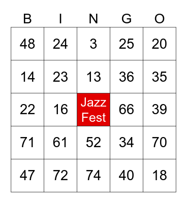 JazzFest-Bingo Card
