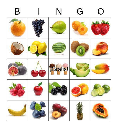 LOTERIA DE LAS FRUTAS Bingo Card