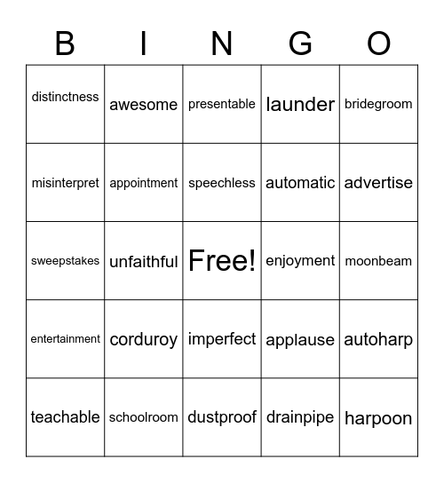 WIN 2/3 Bingo Card