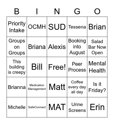 W1 Bingo! Bingo Card