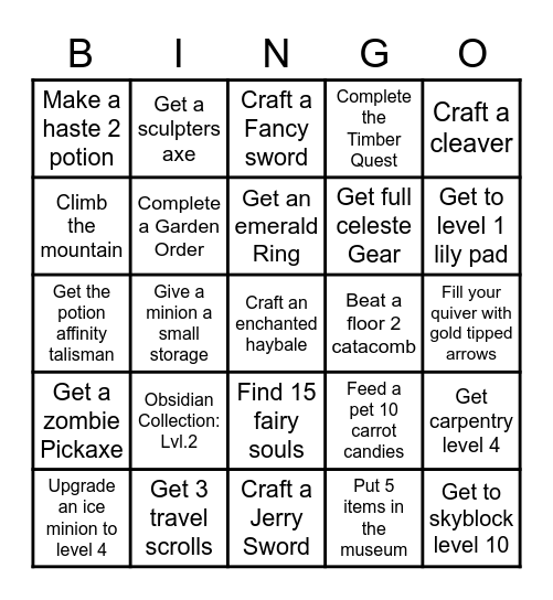 Skyblock Bingo Card