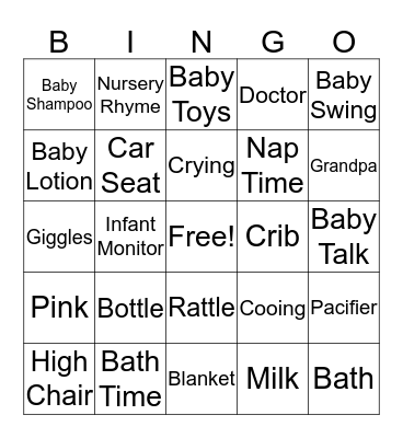 Baby Muehe's Shower Bingo Card
