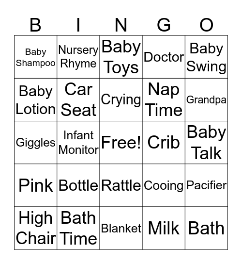 Baby Muehe's Shower Bingo Card