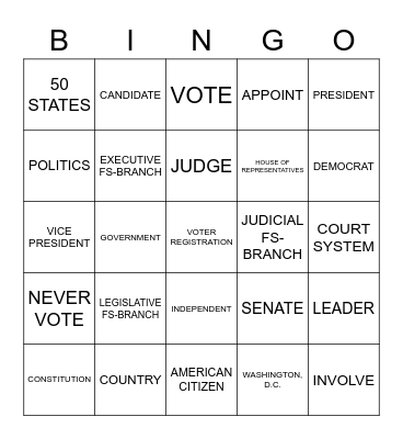 GOVERNMENT Bingo Card