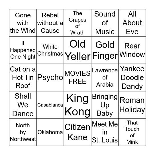 MOVIE BINGO Card