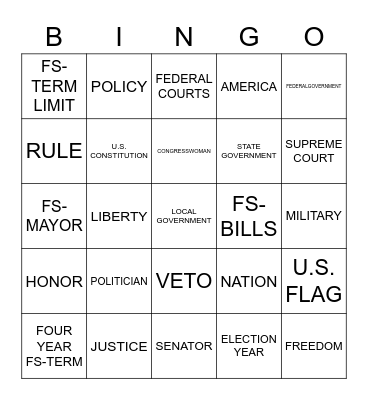 GOVERNMENT-RELATED SIGNS Bingo Card