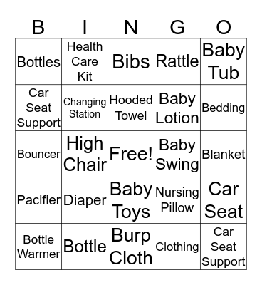 Baby Shower Bingo  Bingo Card