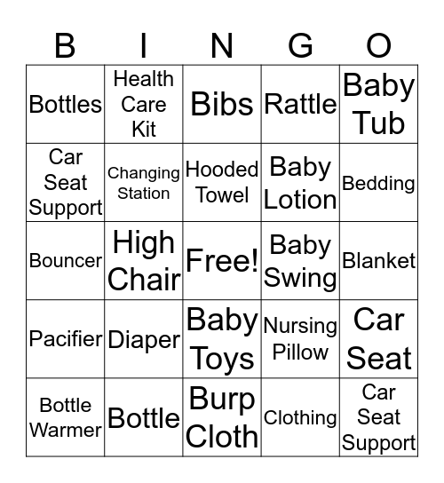 Baby Shower Bingo  Bingo Card