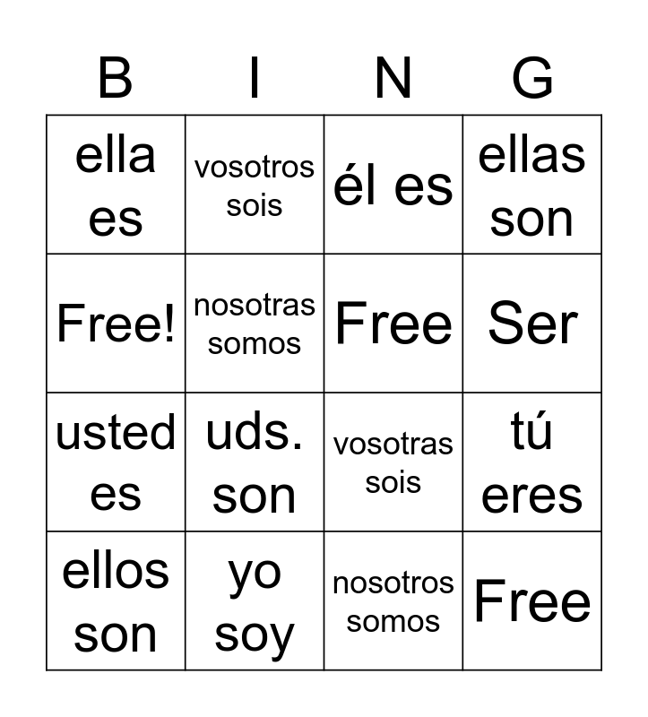 the-verb-ser-to-be-bingo-card