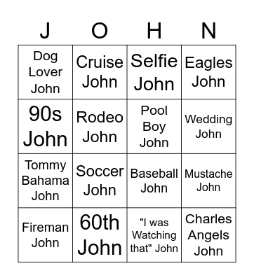 JOHNO Bingo Card