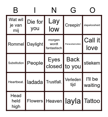 Muziek bingo mei 2023 Bingo Card
