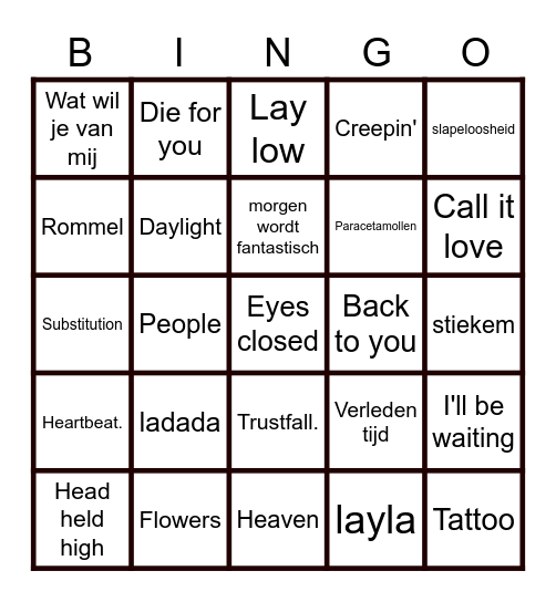 Muziek bingo mei 2023 Bingo Card