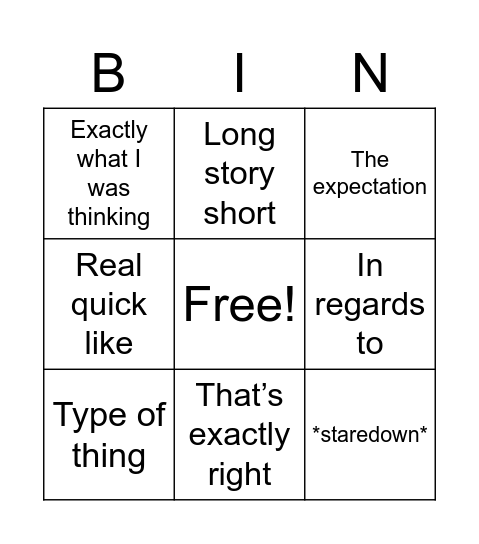 Boss-isms Bingo Card