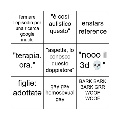 watching anime with me bingo Card