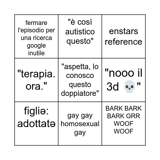 watching anime with me bingo Card