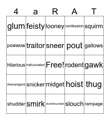 Fourth Grade Rats Bingo Card