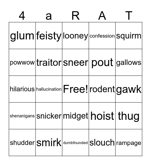 Fourth Grade Rats Bingo Card