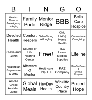 2023 Senior Day at the Mall Vendor Bingo! Bingo Card