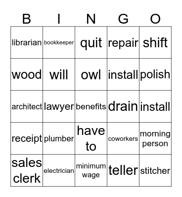 Vocabulary Bingo - Jan.15, 2016 Bingo Card