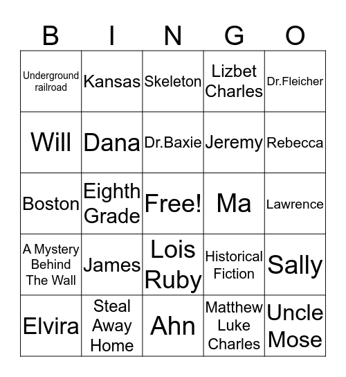 Steal Away Home Bingo Card