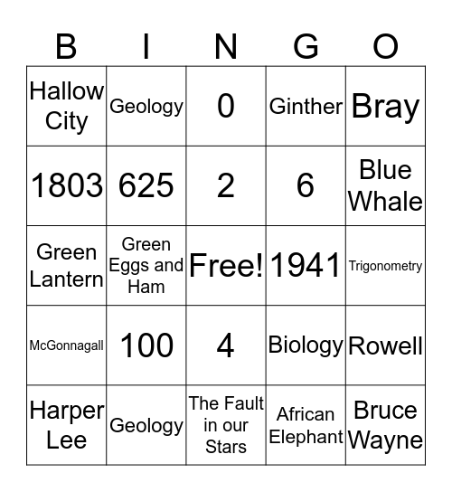 BINGO CHALLENGE Bingo Card