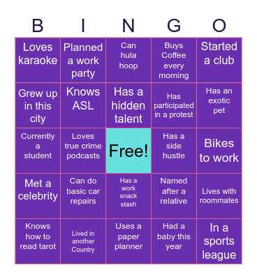 GP Get to Know you BINGO Card