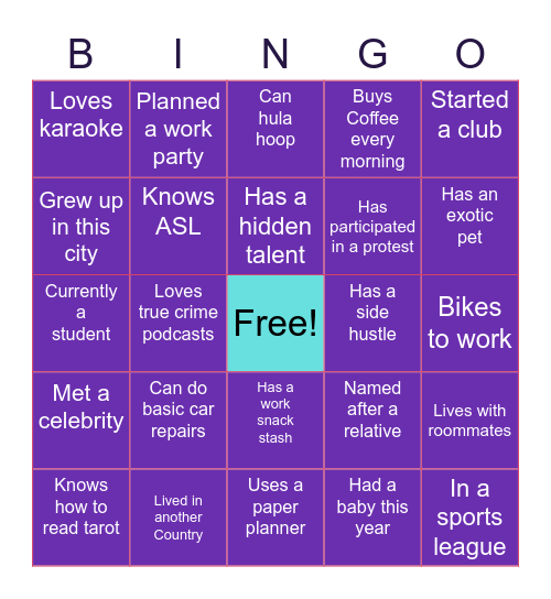 GP Get to Know you BINGO Card