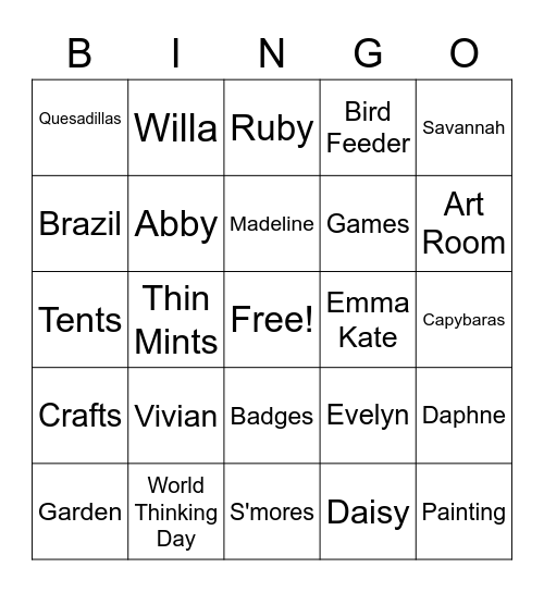 Troop 1141 Bingo Card