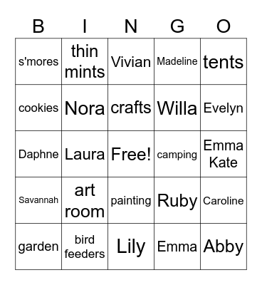 Troop 1141 Bingo Card