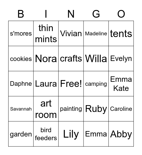 Troop 1141 Bingo Card