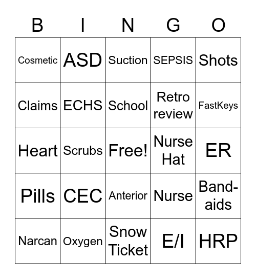 Nurse's Week 2023 Bingo Card