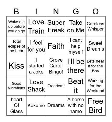 Soulful 70s & 80s Bingo Card