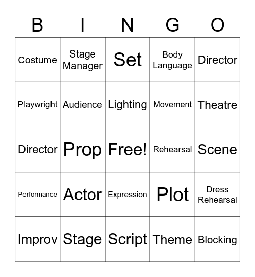 Drama Bingo Card