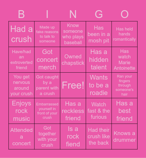 Be Cool for Once Bingo Card
